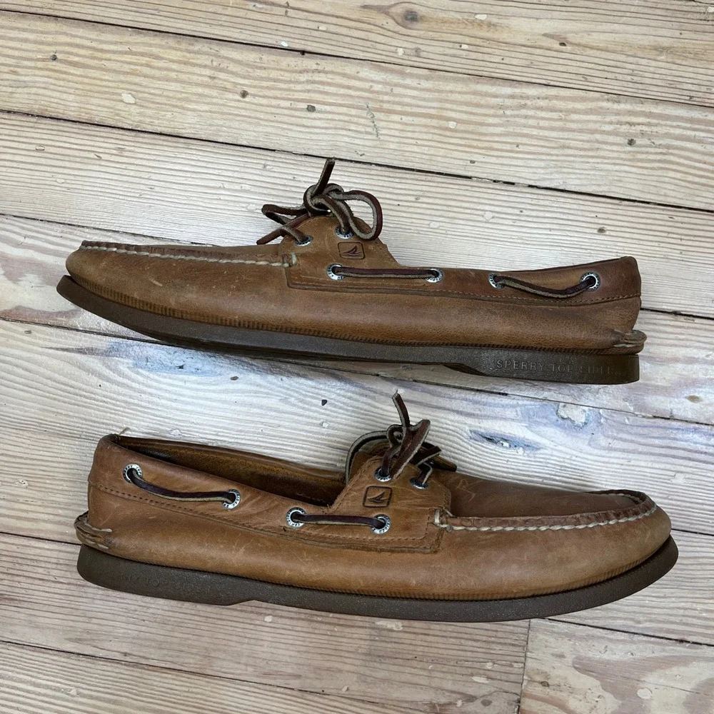 Sperry Top-Sider Mens 11M Authentic Original Leather Boat Shoe Tan casual preppy